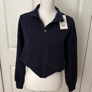 Women's Navy Zip-Front Bomber Jacket